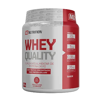 Whey Quality - Md Nutrition - 900 GR - Zero Açúcares Adicionados - com Glutamina, Creatina, L-Lisina, Vitaminas E, C e B6