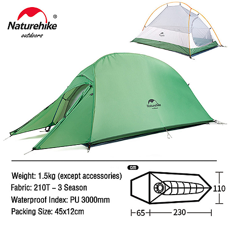 Barraca de Camping Naturehike NH17T007-M Portátil Impermeável para 1 Pessoa  - Escritório da Pesca Store