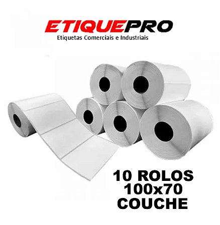 10 Rolos Etiqueta Couche 100x70