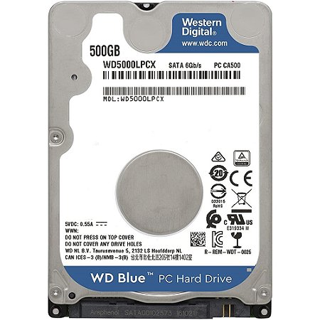 HD Western Digital 500GB Blue, Para Notebook