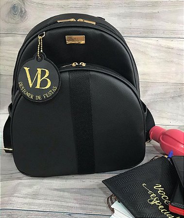 Mochila Baby G Sintético preto com faixa preta