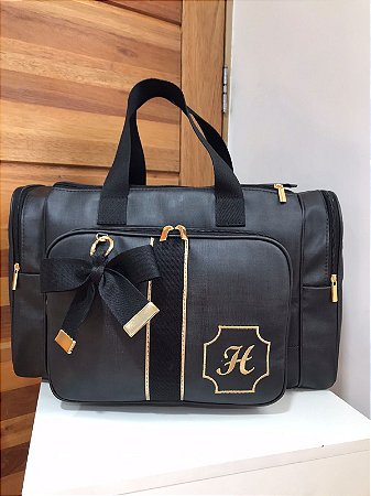 Malinha New Sintético preto com faixa preta extra dourado