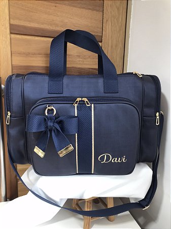 Malinha New Sintético azul marinho com faixa azul marinho extra dourado