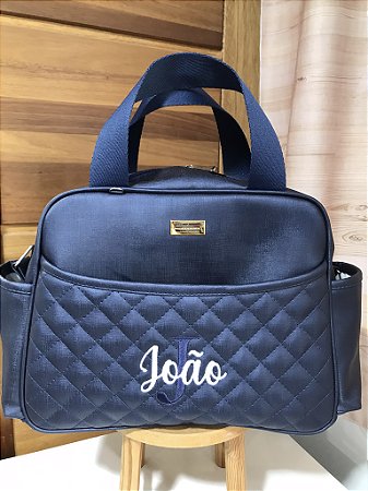 Bolsa maternidade básica quadrada M, sintético azul marinho