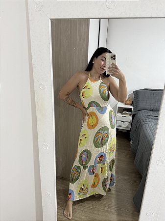 Vestido estampado longo TAM M