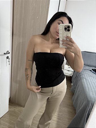 Blusa tomara que caia preta TAM P