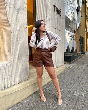 Short PU marrom Renner tam 40