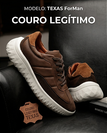 Tênis Texas Marrom Couro Masculino