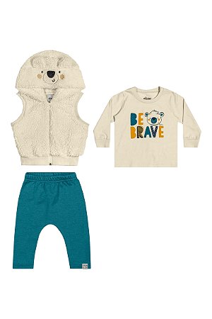Trijunto Infantil Menino Elian Colete, Calça e Camiseta Manga Longa