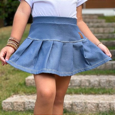 Saia Short Infantil Jeans Fake – Modelo Lis