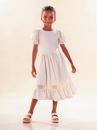 Vestido em Lese com Pérolas