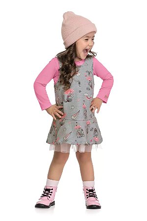 conjunto vestido infantil com blusa