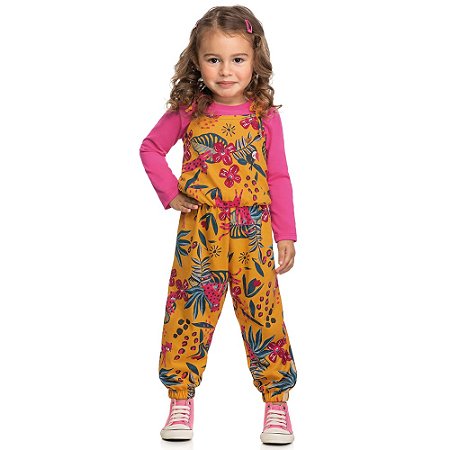 Conjunto Macacão Infantil Feminino com blusa