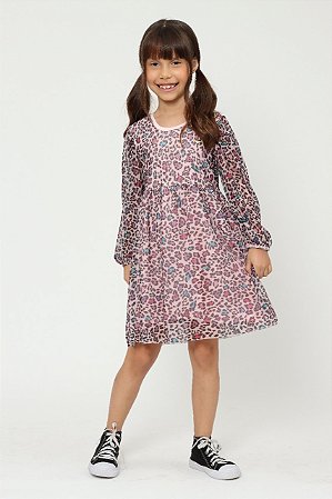 Vestido Manga Longa Infantil Oncinha