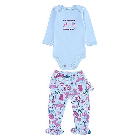 Conjunto Body Manga Longa e Calça Bebê