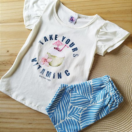 Conjunto Camiseta e Bermuda Infantil Menina