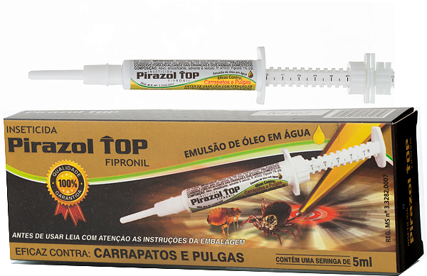 Pirazol Top - Seringa 5ml - Solução Oleosa - Elimina Carrapatos e Pulgas