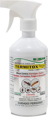 Inseticida Termitox Spray DUO - 500ml - Formigas, cupins, carrapatos, pulgas, Escorpiões, baratas, etc