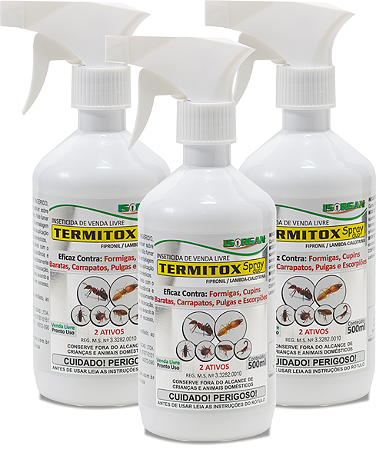 Inseticida Termitox Spray DUO - 500ml (3un) - Formigas, cupins, carrapatos, pulgas, Escorpiões, baratas, etc