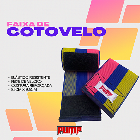 FAIXA DE COTOVELO - LISTRADA AZUL, AMARELO E ROSA