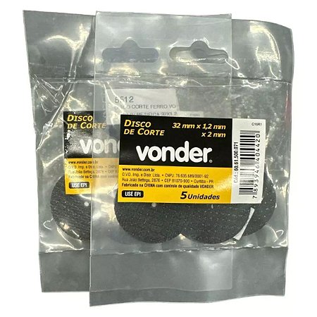 Disco de corte 1.1/2" (32mmx1,2mm p/ Microretifica) Vonder Embalagem 5un