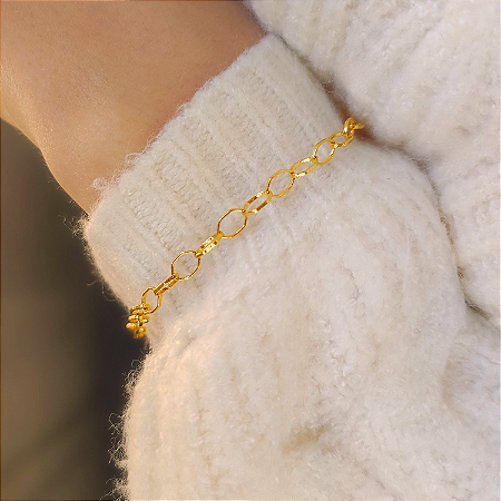 Pulseira Dourada Hexagonal