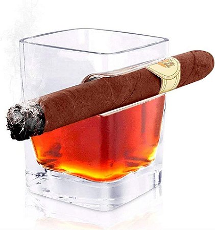 Copo para Whisky com porta Charuto