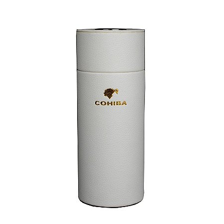Estojo de charutos couro branco com Higrômetro