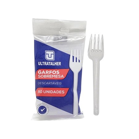 Garfo Descartável Sobremesa Cristal caixa c/20x50 - Ultratherm
