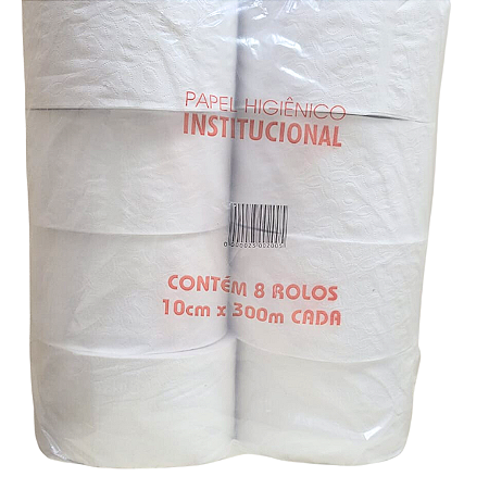 Papel Higiênico Rolão 300m Branco com 8 un. - Institucional