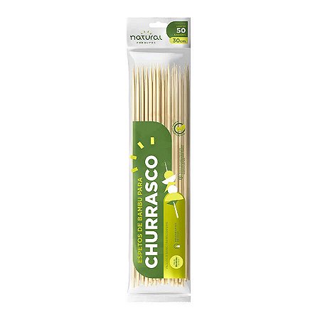 Espeto de Bambu 30cm  c/50 unidades - Natural