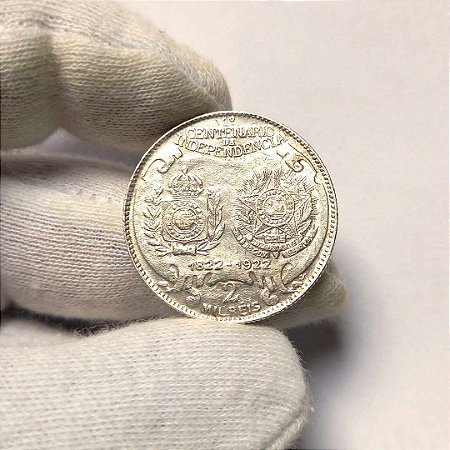 Moeda de Prata 2000 Réis de 1922 Centenário da Independência