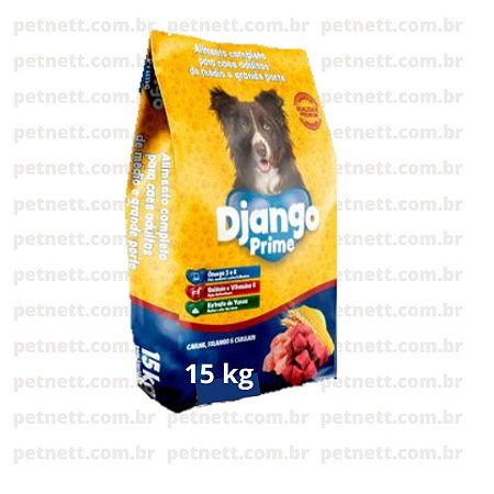 RAÇÃO PARA CÃES 15 KG DJANGO PRIME RAÇAS DE MÉDIO E GRANDE PORTE Sabor carne, frango e cereais