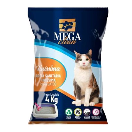 AREIA HIGIENICA MEGA CLEAN FINISSIMA 4 KG