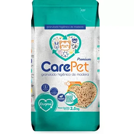 granulado de madeira para gatos care pet 2,5 kg