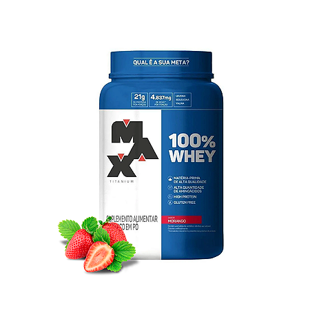 100% Whey POTE 900g MORANGO - Max Titanium