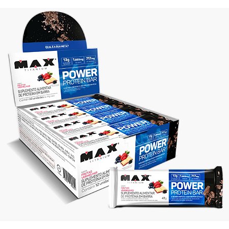 Power Protein Bar c/ 12 de 41g - FRUTAS VERMELHAS - Max Titanium