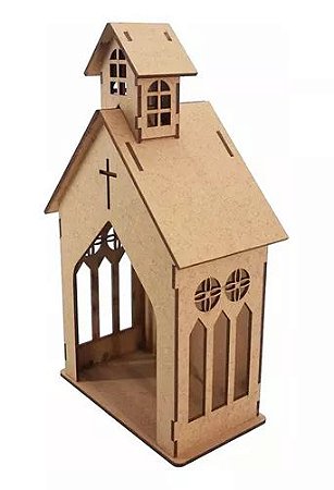 Oratório Capela Igreja Mdf Crú Decoração Provençal 30 Cm