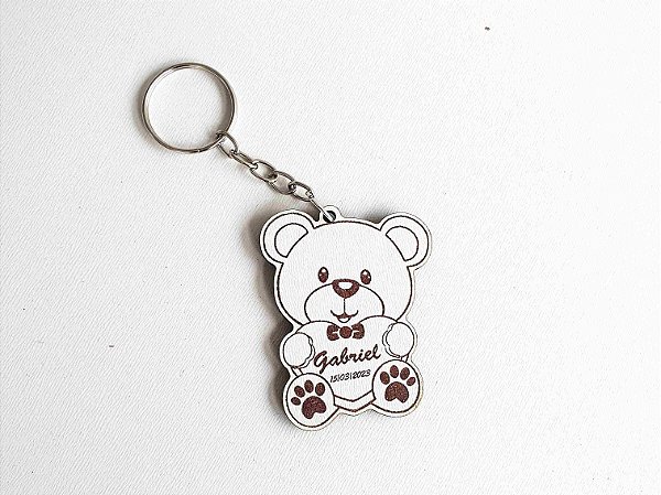 Kit 50 Chaveiros Chá de Bebê Ursinho Charmoso Personalizado.