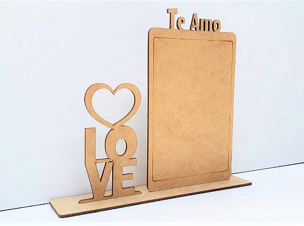 Porta Retrato Love Foto 15x10 Em Mdf Crú