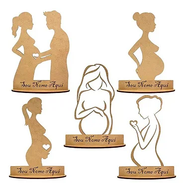 Enfeite de mesa Grávida Chá De Bebê Batizado Personalizada Mdf.