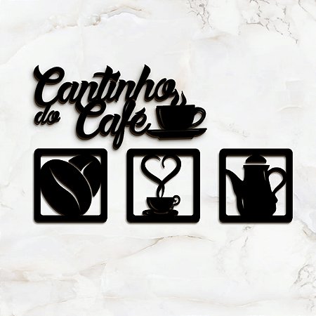 Kit Quadros Placas Letreiro Em Mdf Decoração Cantinho Do Café 4 peças Corte Laser