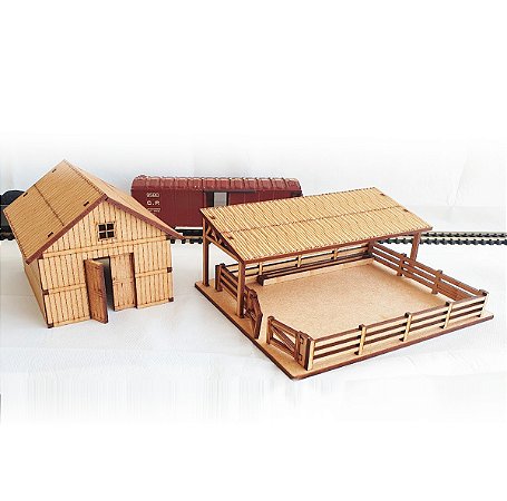 Fazendinha Maquete Curral e Celeiro Modelismo Ho 1/87