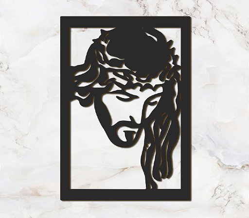 Quadro Placa Rosto De Jesus Cristo Mdf Igreja, Religião Corte Laser