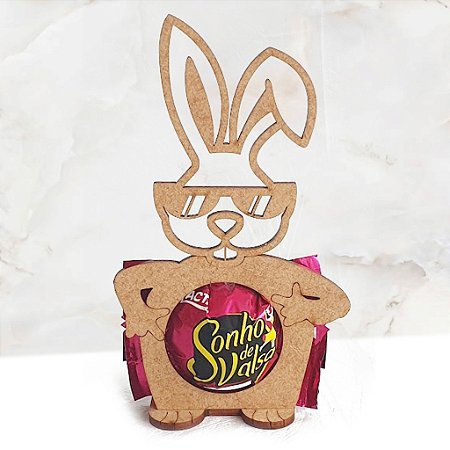 Kit Porta Bombom de Coelhinho Malandrinho Charmoso para Páscoa Decoração Rústica Casa Enfeites em MDF Ótimo para decorar sua mesa