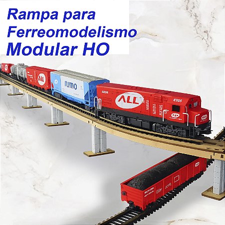 Bases Para Rampa Modular Ferreomodelismo Trem Escala HO 1/87 para Maquetes Dioramas
