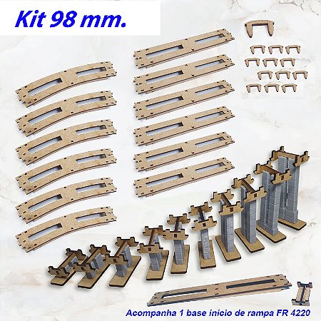 Kit rampa ferreomodelismo escala HO 1/87 71 peças 98mm. MAQUETES DIORAMAS "inclinação 2 graus"