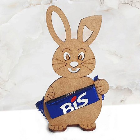 Kit Porta Bombom de Coelho Fofinho para Páscoa Para Chocolate Bis Decoração Rústica Casa Enfeites em MDF Festas e Eventos