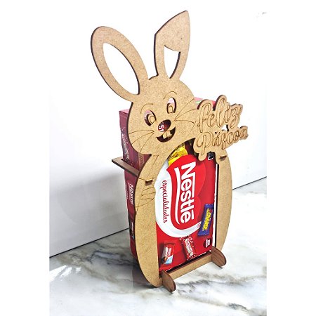 Porta Caixa de Bombom Decoração Rústica de Pascoa Casa Enfeites em MDF para Festa e Eventos de Páscoa Infantil Criança Coelhinho Fofinho para Pintura  de pascoa