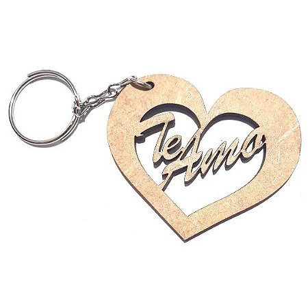Chaveiro Lembrancinha Coração Dia das Maes Te Amo Vazado Presente Mdf